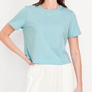 NWT Small Old Navy Ceramic Blue EveryWear Crop T-Shirt
